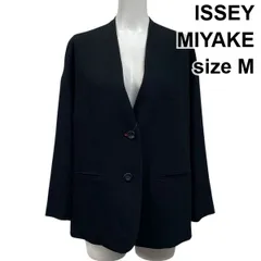 イッセイミヤケ★プリーツプリーズ♪ノーカラージャケット★黒 2025年最新】ISSEY MIYAKE レディース ノーカラージャケットの