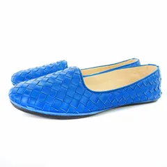 ボッテガヴェネタ BOTTEGA VENETA イントレチャート スリッポン フラットシューズ レザー 35 22cm 青 ブルー /KUのサムネイル