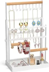 Astartia アスターティア 貴金属・ジュエリー店監修Astartiaアスターティア アクセサリーケース ジュエリースタンド ピアス ネックレス リフトタイプ 高さ調整可 日本語取扱説明書付き アクセサリースタンド(白,  高さ可動式)