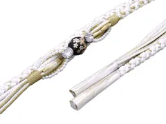 着物美人 送料込み 帯締め パーツ付き くすみ 振袖帯締め 成人式帯締め 着物帯締め 組紐 紐 帯締めくすみ 帯締め白 帯締め金 振袖 着物 成人式 結婚式披露宴 パーティー 振袖用 振袖小物 着付け小物 【 白 金 パール 転写玉 】m351406E