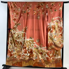 吾妻徳穂 落款あり 身丈158 オレンジ桜橘 振袖 - メルカリ