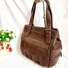 【新品未使用】ハンドバッグ　ダークブラウン　オーストリッチ本革使用　レザー