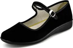 [エンプティオ] ストラップ付 パンプス カンフーシューズ レディース パンプス くつ ペタンコ 歩きやすい ローヒール ぺたんこ モカシン シューズ 可愛い カワイイ カッコイイ ローファー フラットシューズ ダンスシ [ブラック] [25.5 cm 3E]