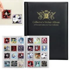 【新着商品】ビックリマンチョコ・シールウエハース等ファイル 手帳型 大容量 最大480枚 保管 コレクション 鑑賞用 傷防止 レザー調 スリーブ可 48mm/52mm対応 (ブラック) 1