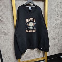 【US古着】RUSSELL ATHLETIC  DAVIS BASEBALL ラッセル アスレチック デイヴィス ベースボール 野球 スウェット トレーナー ブラック XL