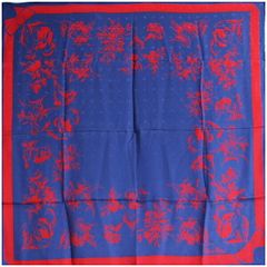 ニナリッチ シルク スカーフ レッド ネイビー 花柄 中古 ABランク