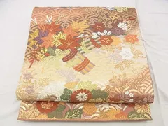 平和屋着物■六通柄袋帯　唐織　青海波秋草文　金糸　逸品　n-me1220