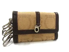 Salvatore Ferragamo フェラガモ ガンチーニ柄 キャンバス×レザー 6連 キーケース 鍵入れ メンズ レディース ブラウン系 DI5445