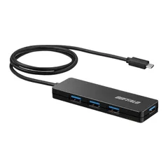 バッファロー USB ハブ USB3.2(Gen1) Type-C バスパワー 4ポート ブラック スリム設計 60cm 軽量 テレワーク 在宅勤務 BSH4U12560C1BK 1