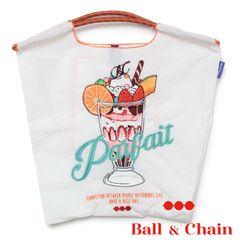 【正規品】 ボールアンドチェーン (パフェ /ホワイト) Mサイズ  トートバッグ エコバッグ 刺繍