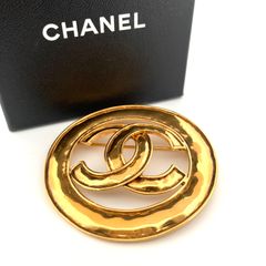 【鑑定済み】正規品 CHANEL シャネル ブローチ ココマーク ラウンド ヴィンテージ 94P ゴールド GP