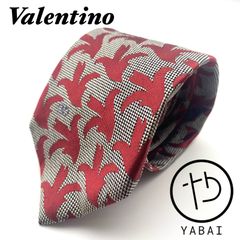 Valentino バレンティノ　ネクタイ　赤 レッド 白 ホワイト 総柄　シルク100% イタリア製