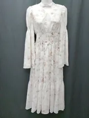 ◇ ◎ NICE CLAUP ナイスクラップ 総柄 長袖 ロング丈 ワンピース サイズF オフホワイト系 マルチ レディース P  【1406240028078】