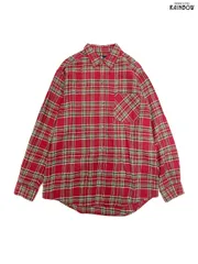 古着 MOOSE CREEK 前開き チェック柄 コットン100％ フランネル 長袖 シャツ 赤 カーキ (ttu2509060)
