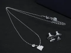 ■新品同様■ SWAROVSKI スワロフスキー ラインストーン ネックレス ピアス アクセサリー 2点セット シルバー系 BP2400