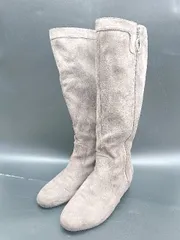 ■ ⊇ MODE KAORI モードカオリ ローヒール スエード調 ロング ブーツ サイズ23 ブラウン レディース E  【1502180047657】