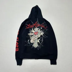 y2k✨️ 00s Ed Hardy ベロア ロゴ ジップアップ パーカー 希少 ED HARDY Retro Tiger Y2K Velour Hoodie – K MOMO