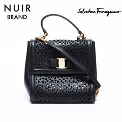 Salvatore Ferragamo サルヴァトーレフェラガモ ショルダーバッグ ヴァラ リボン チェーン レザー