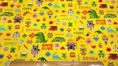 ピクセルドット、生地幅110cm×長さ100cm、イエロー