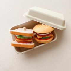 木製 おままごと ハンバーガーとサンドイッチ セット スタッキングトイ 木のおもちゃ ファーストフード ピクニックごっこ 調理 お店屋さん