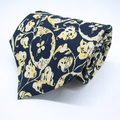 イヴ・サンローラン ブランド ネクタイ 花柄 総柄 シルク イタリア製 PO メンズ ネイビー YVES SAINT LAURENT 【中古】