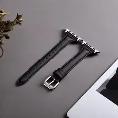 Apple Watch アップルウォッチ 本革レザーバンド ブラック 38 40 41 42 44 45 49mm 対応 牛革 ベルト ワンタッチ交換 全シリーズ対応