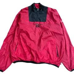 リーボック　ナイロンジャケット　ハーフジップ　レッド　90s プルオーバー　ビッグサイズ　reebok US古着