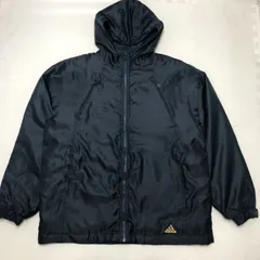 adidas 90's アディダス ナイロン中綿キルティング ジャケット 袖３ライン フード付き 台湾製 メンズM 90年代 ブラック