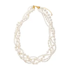 【ホワイト×ワンサイズ】[Cream dot. クリームドット公式] ネックレス レディース  ショート パール 4連 ランダム 華やか ミックス ボリューム 大人