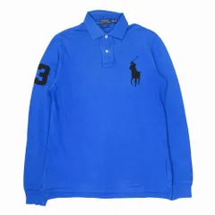 ポロ ラルフローレン POLO RALPH LAUREN ビッグポニー 鹿の子 長袖 ポロ シャツ カットソー トップス S 青 ブルー ur131 【中古】