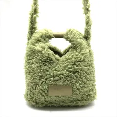 美品 Maison Margiela マルジェラ MM6 エムエムシックス 2way ハンド ショルダー バッグ グリーン モコモコ ボア ブランド k6467