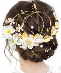 成人式 パール 金箔 振袖 前撮り 卒業式 結婚式 結婚式 水引 入学式 【Baramoly】髪飾り 豪華な着物 可愛いヘアアクセサリー 9色展開