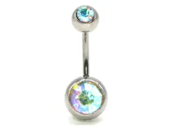 ボディピアス バナナバーベル カーブバーベル 2石(レインボー)(14G)【07】