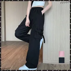 カーゴパンツ レディース ワイドパンツ春秋夏 ウエストゴム かっこいい ゆったり ボトムス 低身長向け 原宿風 ストレートパンツ カジュアル ダンス衣装韓国ファッション 動きやすい長ズボン 体型カバー 着回し