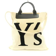 ワイズ Y's ヨウジヤマモト トートバッグ ハンドバッグ ワンショルダーバッグ 2way キャンバス ロゴ刺繍 生成り 黒 ブラック /YTのサムネイル
