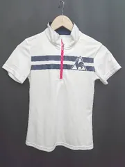 ◇ le coq sportif ルコックスポルティフ ハーフジップ 半袖 ポロシャツ サイズM ホワイト ネイビー レディース P  【1406240037230】