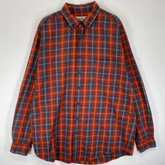 古着 90's/90年代 エディー・バウアー Eddie Bauer 長袖シャツ ボタンダウン 胸ポケット 白タグ L  レッド系 チェック メンズ
