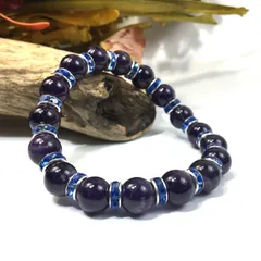 アメジスト パワーストーン ブレスレット 天然石 10mm （ブルー）メンズ・レディース　男性・女性　数珠ブレス　開運  [o]　