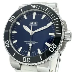 【ORIS/オリス】アクイス デイト 01 733 7653 箱/保有り 裏スケルトン 腕時計 ステンレススチール/ラバー 自動巻き/オートマ ネイビー文字盤/ホワイトラバー メンズ 【中古】【真子質店】【GD】のサムネイル