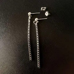 両耳【 ５ｃｍ ボックスチェーンピアス 】ステンレス 錆びない 韓国スタイル