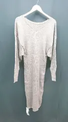 ◇ 新品 MIELI INVARIANT リブ ニット Vネック 綺麗め 上品 タイト 長袖 ロング ワンピース サイズF ブラウン レディース E 【1306260049858】