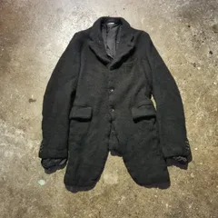 ギャルソン オム プリュス ウール縮絨 Pコート ブラック M COMME DES GARCONS HOMME PLUS|21AWウール縮絨インサイドアウト