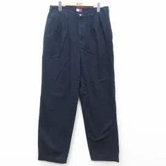 W34/古着 トミーヒルフィガー ブランド パンツ メンズ 90s コットン 紺 ネイビー 25jul11 中古 ボトムス ロング
