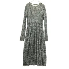 ZARA ザラ 花柄 長袖 フレア ロングワンピース M ブラック系 レディース 古着