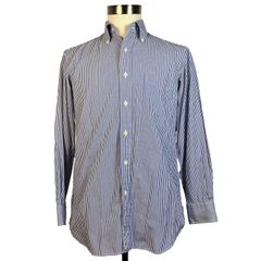 【中古品】鎌倉シャツ （メーカーズシャツ鎌倉）　ストライプ ボタンダウンシャツ Size:40-82  Col:Blue/White