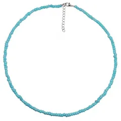 レディースライスビーズターコイズシンプルネックレスエスニックアクセサリー