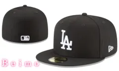 新品 ニューエラ 59FIFTY キャップ ロサンゼルス・ドジャース LA ロゴ 刺繍 帽子 メンズ レディース ユニセックス  ベースボールキャップ ブラック NEW ERA 黒