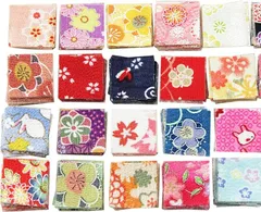 nijimomo ちりめん生地 カット済み 300枚セット 3ｃｍ 4ｃｍ 和柄 ハギレ( ４cm)