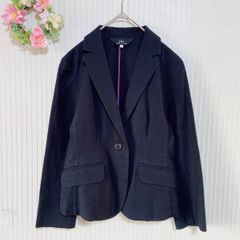 4128 ー大特価ー 良品★ 【イネド】 INED レディース テーラードジャケット (7号) 濃紺 ネイビー フランドル 日本製 ポケット LOT41