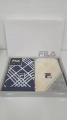 B-727【未使用】　FILA　ウォッシュタオル　2枚組　ネイビー　ベージュ　タオルのサムネイル